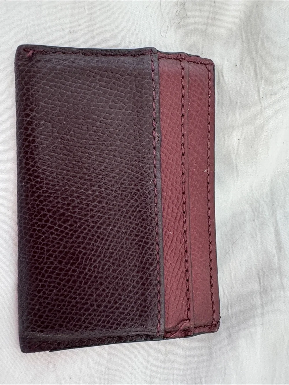 Coach Two-Tone Burgundy and Black Leather Card Holder